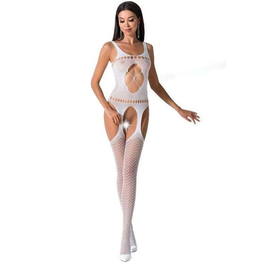 Bodystocking a Rete Sexy Passion Crothless Aperto Bianco Taglia Unica